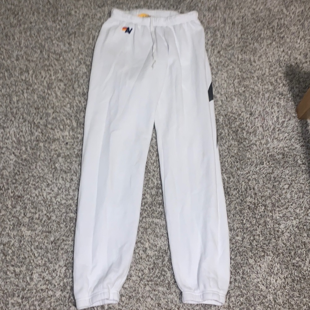 Aviator Nation White Bolt Stitch Sweatpants